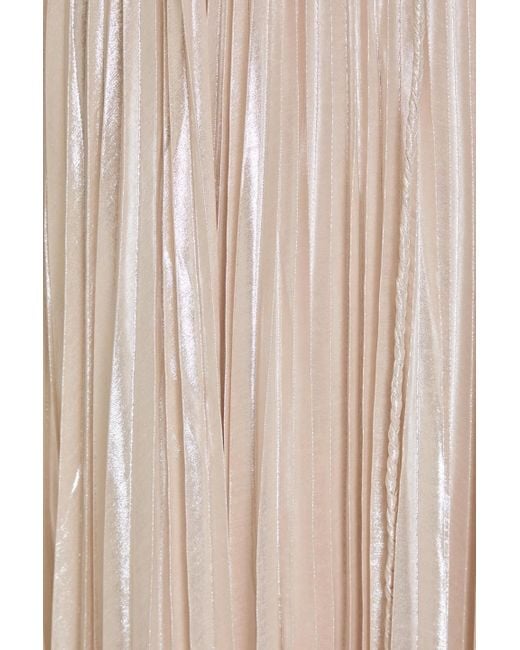 Halston Heritage White Ace Pleated Chiffon Gown