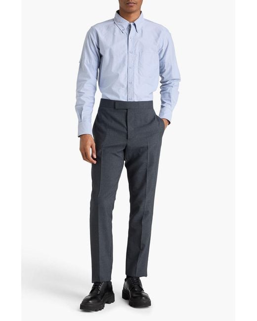 Thom Browne Blue Wool-Blend Pants for men