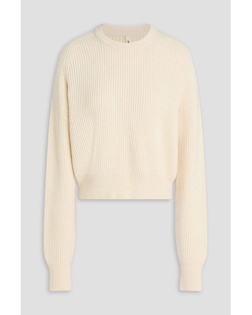 Petar Petrov Natural Crossover Ribbed Wool And Cashmere-blend Sweater