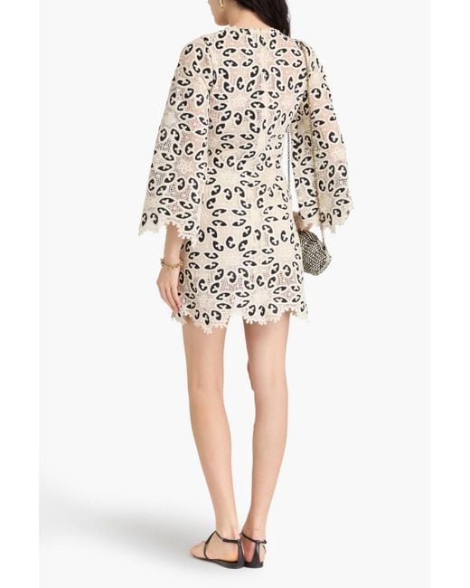 Zimmermann White Scalloped Cotton-Blend Guipure Lace Mini Dress