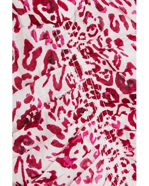 IRO Pink Gira Ruffled Leopard-print Ramie Mini Dress