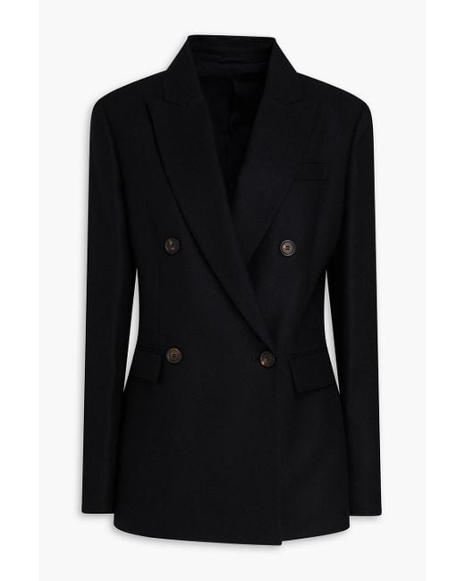 Brunello Cucinelli Black Bead-Embellished Wool And Cashmere-Blend Felt Blazer