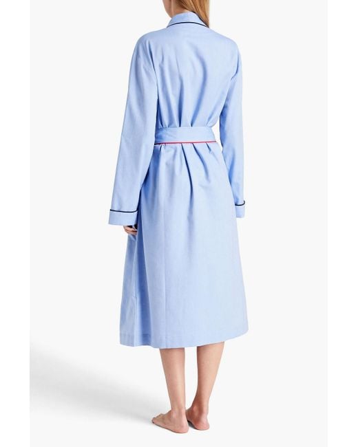 Victoria Beckham Blue Pipe-trimmed Cotton Robe