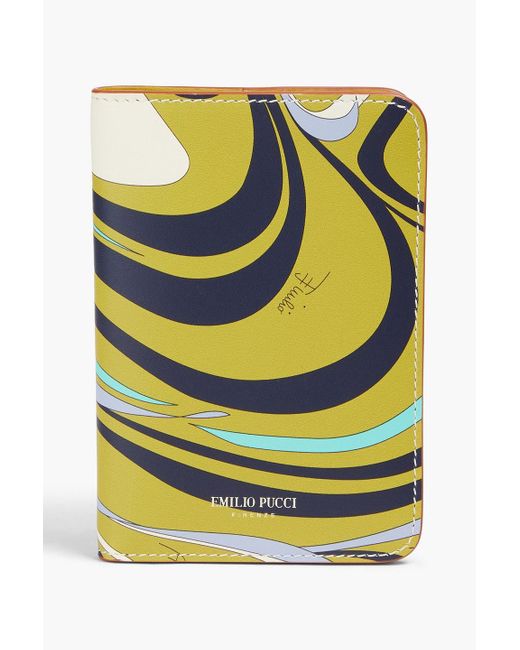Emilio Pucci Yellow Printed Leather Passport Cover