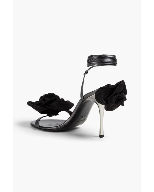 Magda Butrym Black Floral-appliquéd Leather Sandals