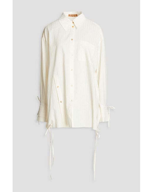 Rejina Pyo White Hollis Oversized Button-detailed Cotton-blend Shirt
