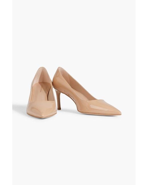 Stuart Weitzman Natural Leigh 75 Patent-leather Pumps
