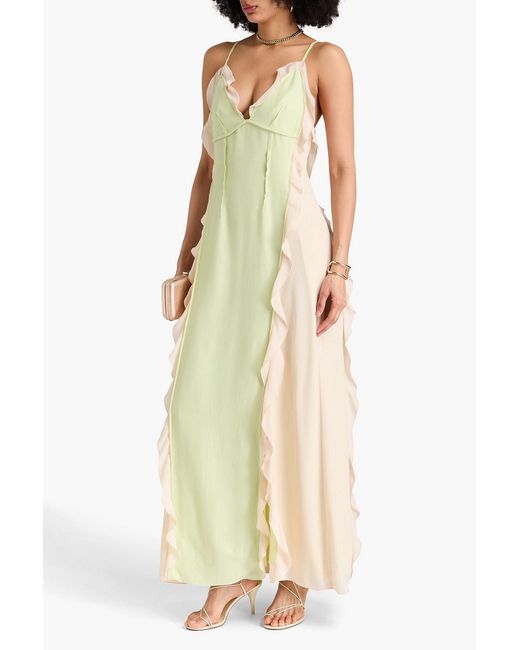 Jonathan Simkhai White Ruffled Cupro-Blend Chiffon And Satin-Twill Maxi Dress