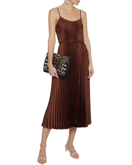 vince pleated cami midi dress