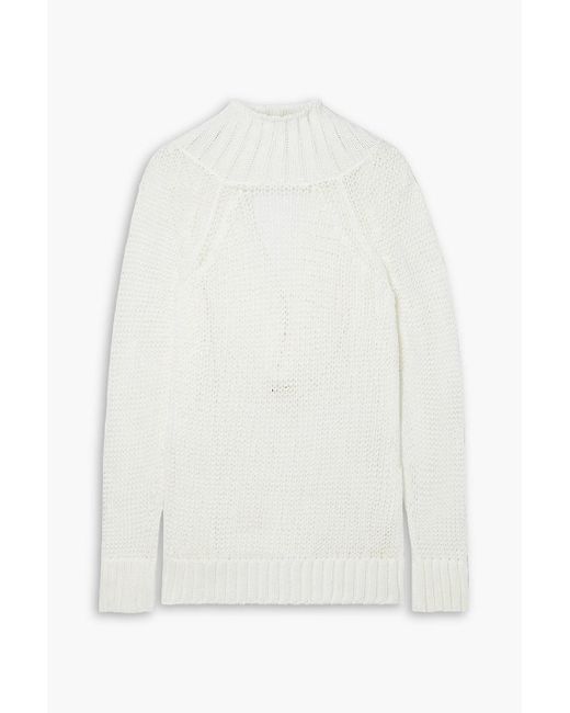 Khaite White Flora Draped Crochet-knit Cotton-blend Sweater