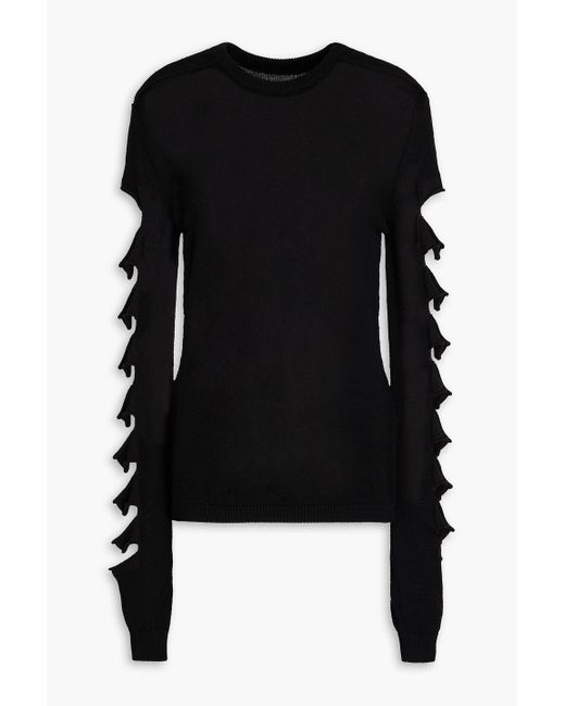 Rick Owens Black Cutout Wool And Cotton-blend Sweater