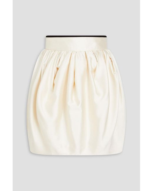Zimmermann Natural Grosgrain-trimmed Wool And Silk-blend Duchesse-satin Mini Skirt