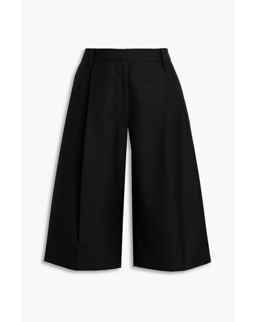 Dries Van Noten Black Pleated Wool Shorts