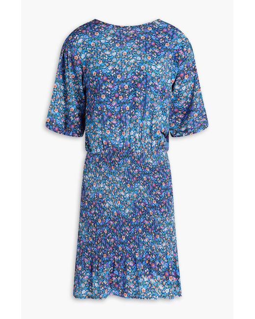 Sandro Blue Spinelle Cutout Floral-print Jersey Dress