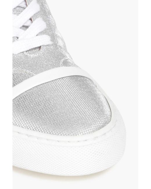 Malone Souliers White Musa Leather-trimmed Glittered Canvas Sneakers