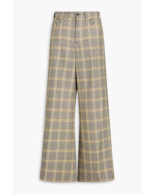 Marni Natural Checked Wool-blend Wide-leg Pants