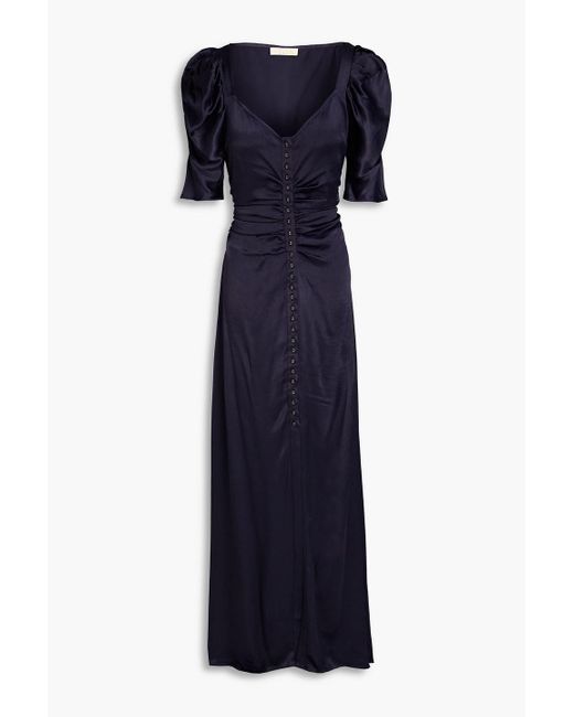 byTiMo Blue Ruched Satin-crepe Maxi Dress
