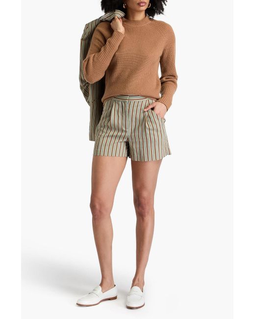 Veronica Beard Brown Angela Ribbed Wool And Cashmere-blend Sweater