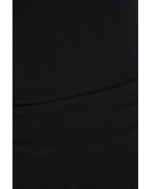 James Perse Black Ruched Cotton-blend Jersey Turtleneck Maxi Dress