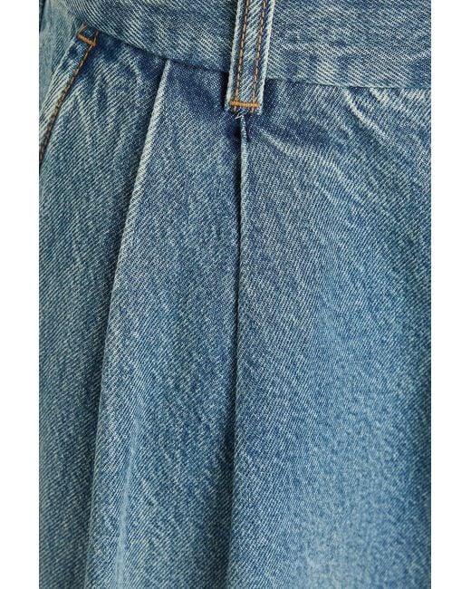Zimmermann Blue Pleated High-Rise Wide-Leg Jeans