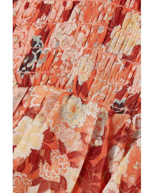 Ulla Johnson Pink Tamara minikleid aus einer seiden-lurex®-mischung mit metallic-fil-coupé und floralem print