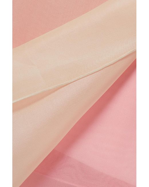 Lafayette 148 New York Pink Layered Color-block Silk-organza Dress