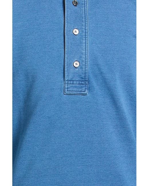 Tom Ford Blue French Cotton-Blend Terry Polo Shirt for men