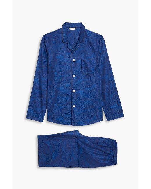 Derek Rose Paris pyjama aus baumwoll-jacquard in Blue für Herren