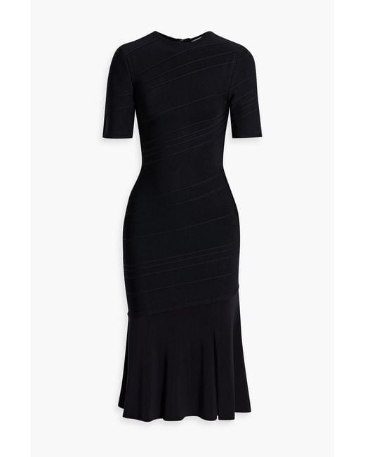 Hervé Léger Black Fluted Bandage Dress