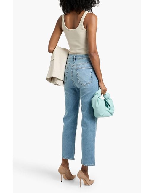 FRAME Blue The Pencil Crop High-Rise Slim-Leg Jeans