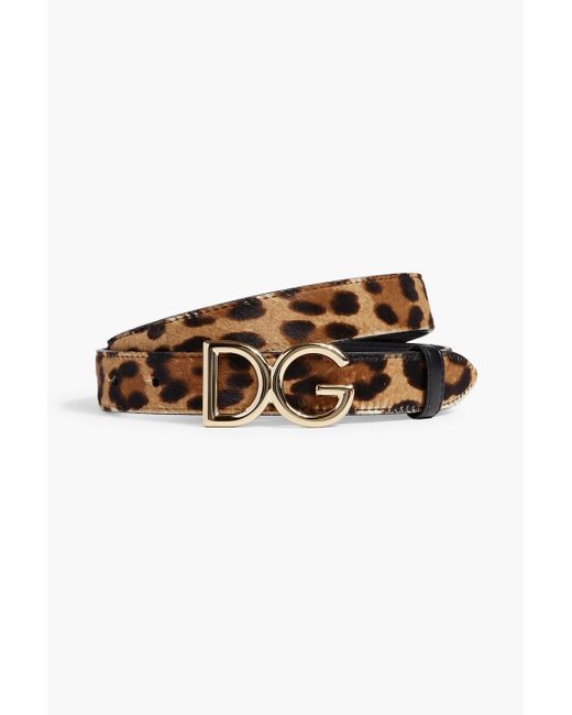Dolce & Gabbana Brown Leopard-print Calf Hair Belt