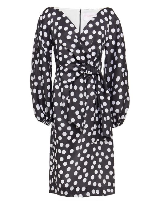 Carolina Herrera Bow-embellished Polka-dot Silk-organza Dress in Black ...
