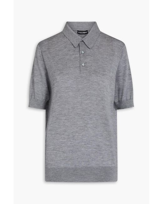 Dolce & Gabbana Meliertes poloshirt aus kaschmir in Gray für Herren