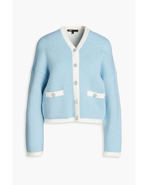 Maje Blue Two-tone Knitted Cardigan