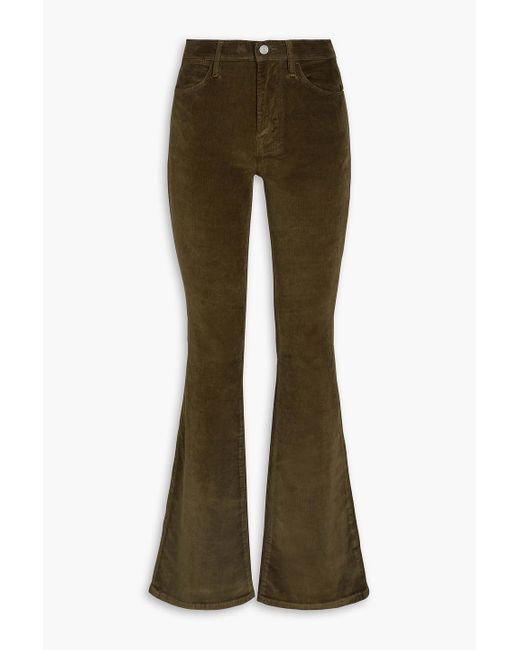 FRAME Green Cotton-Blend Corduroy Flared Pants
