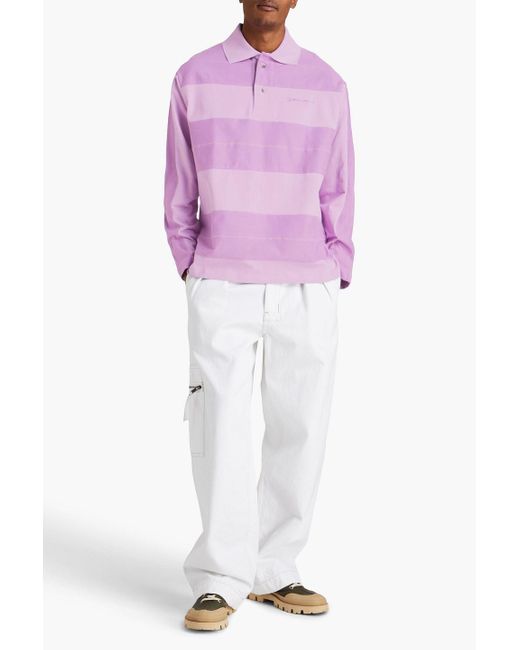 Jacquemus Pink Raye Striped Cotton-jersey Polo Shirt for men