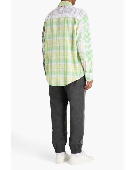 Thom Browne Green Checked Cotton Shirt for men