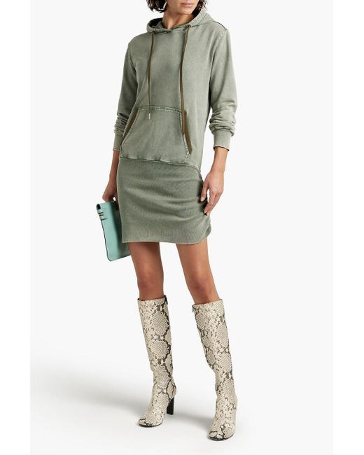 SER.O.YA Green Madison French Cotton-terry Hooded Mini Dress