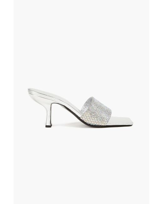 By Far Metallic Dylan Crystal-embellished Leather Mules