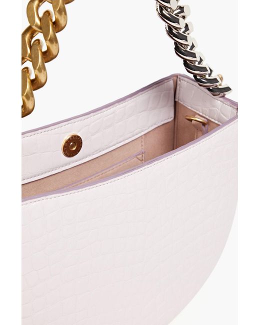 Stella McCartney White Chain-embellished Faux Croc-effect Leather Shoulder Bag