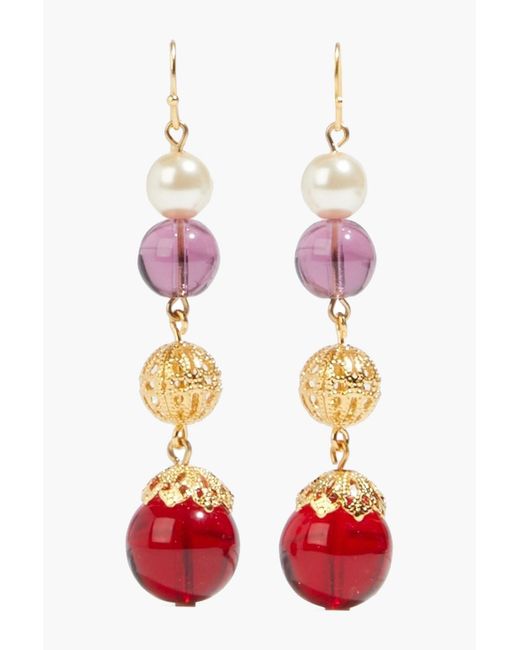 Ben-Amun Red 24-karat Gold-plated, Faux Pearl And Resin Earrings