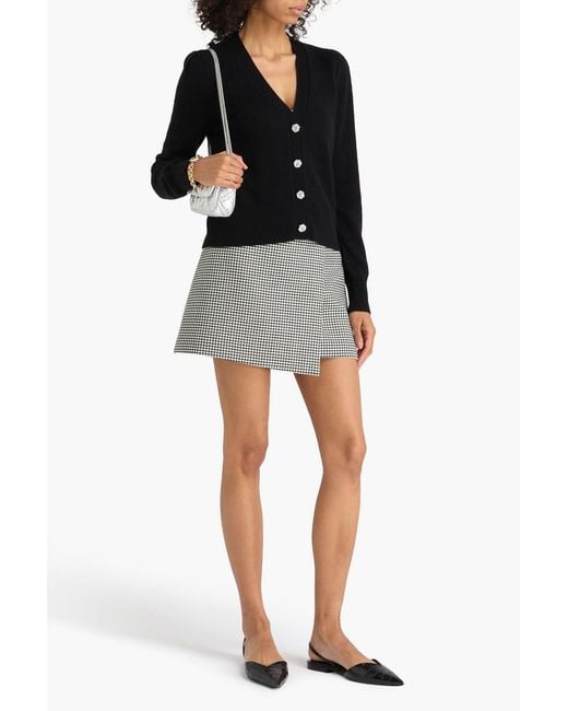 Veronica Beard Black Solene Crystal-embellished Cashmere Cardigan