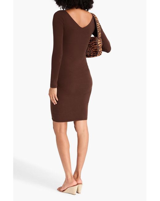 James Perse Brown Lotus Cotton-Blend Jersey Mini Dress