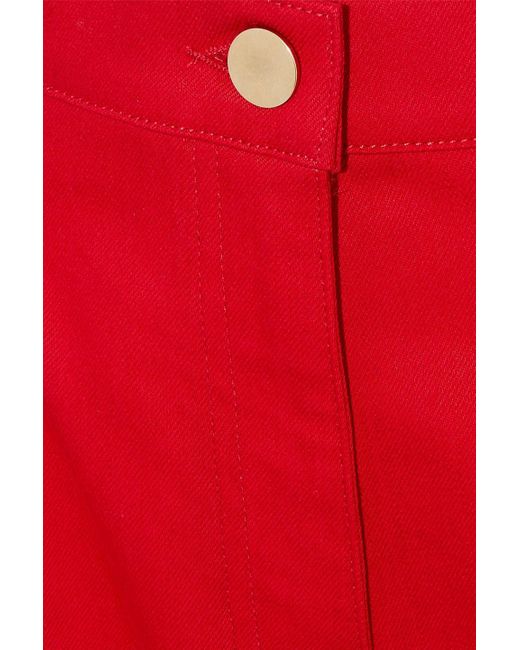 Valentino Garavani Red Pleated High-rise Wide-leg Jeans