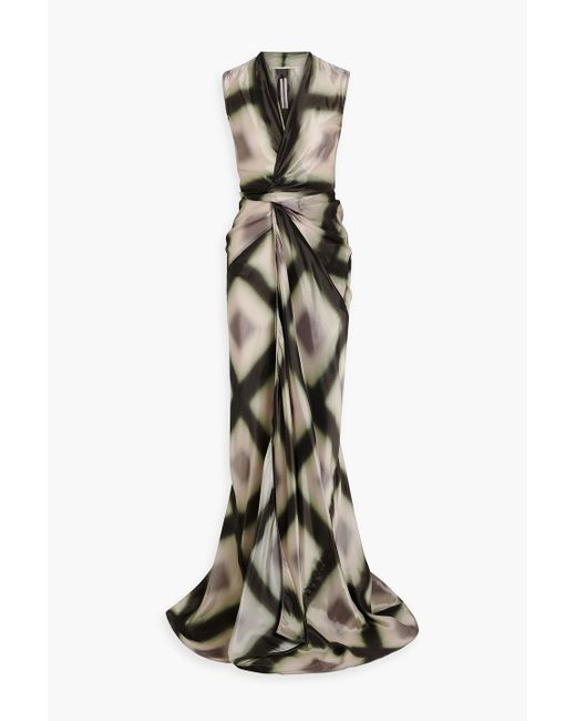 Rick Owens White Printed Cupro Gown