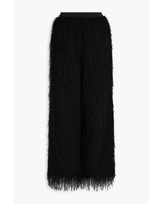 Loulou de Saison Black Reed Fringed Woven Straight-Leg Pants