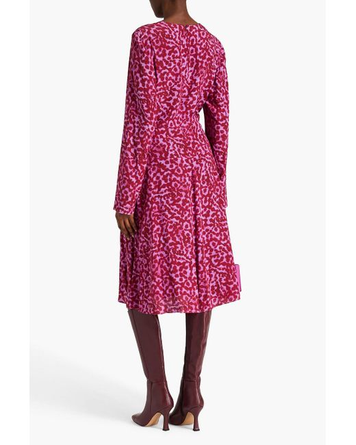 Stella McCartney Red Leopard-print Silk Crepe De Chine Midi Dress