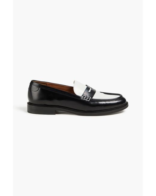 Claudie Pierlot Black Two-Tone Glossed-Leather Loafers