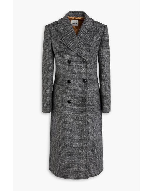 Sandro Gray Double-Breasted Checked Wool-Blend Felt Coat