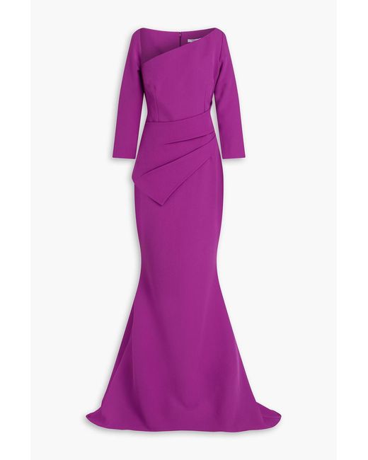 Safiyaa Purple Haven Draped Crepe Gown